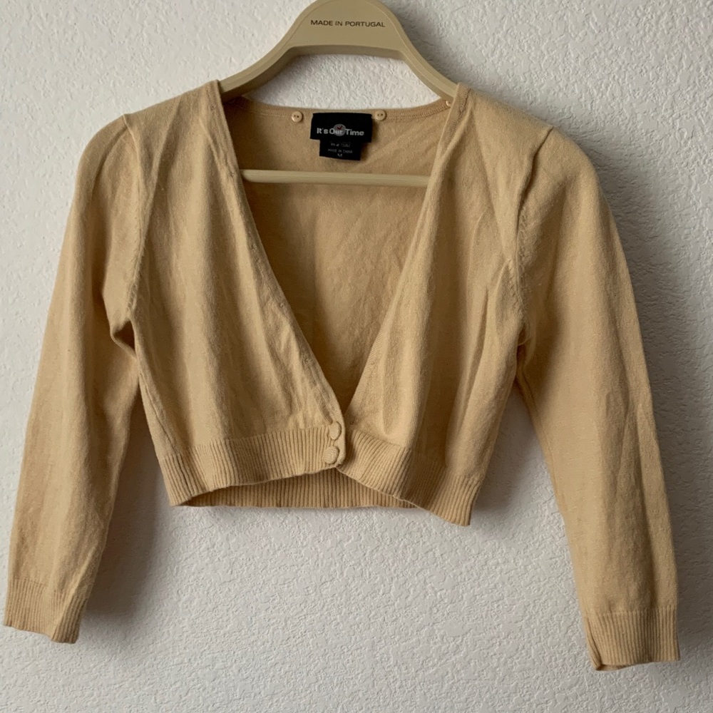 It's Our Time Beige Button-Up Cardigan